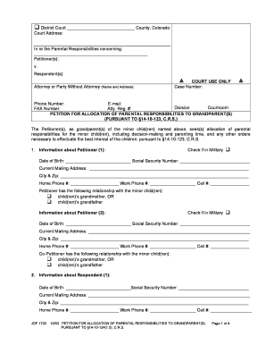 Petition for Allocation of Parental Responsibilities to Grandparents  Form