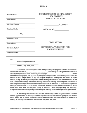 Form CN 10548 Wage Execution