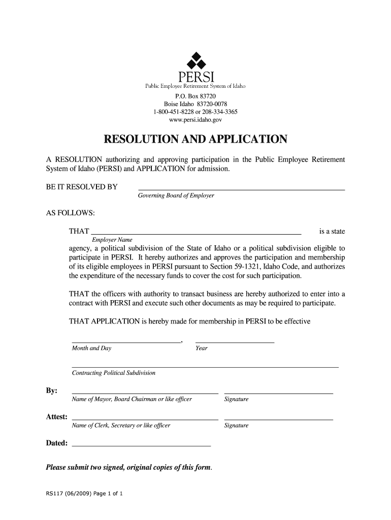 Resolution and Application  Form