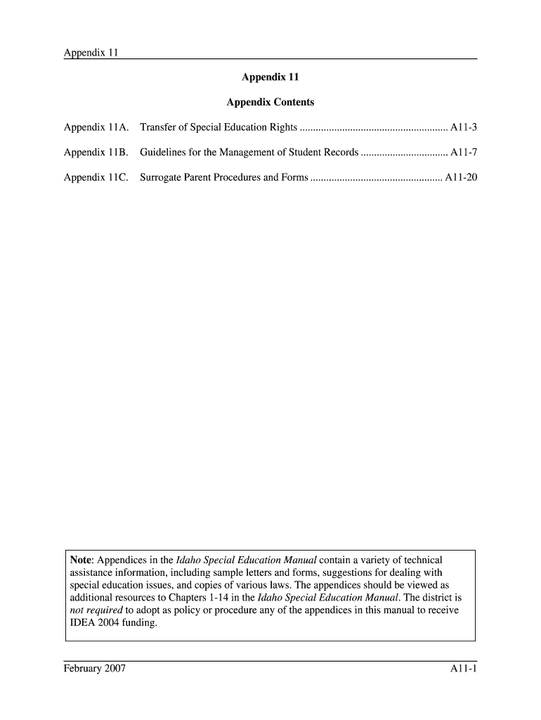 Chapter 11 Idaho State Department of Education  Form