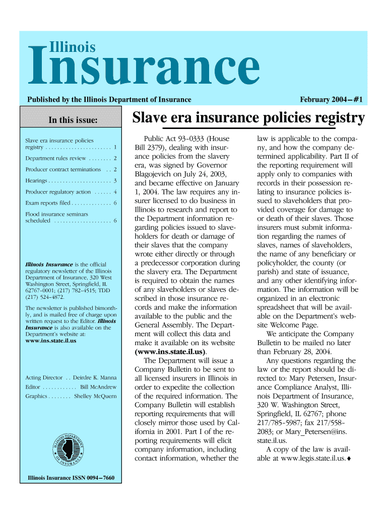 February Illinois Insurance Newsletter PDF Insurance Illinois  Form