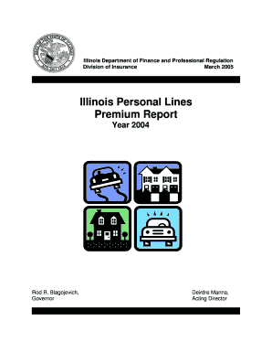 Illinois Personal Lines Premium Report Insurance Illinois  Form