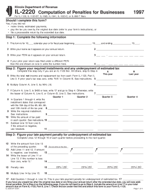 IL 2220 Computation of Penalties for Businesses  Form