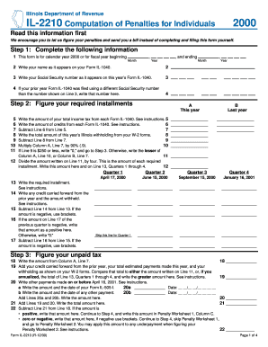 IL 2210 Computation of Penalties for Individuals  Form