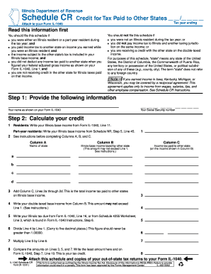 Schedule CR Illinois Department of Revenue State of Illinois Tax Illinois  Form