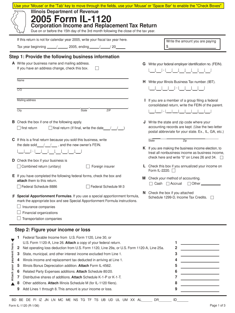 IL 1120 Tax Illinois  Form
