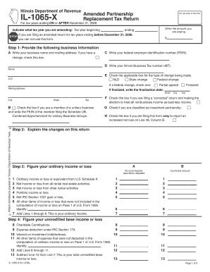 IL 1065 X Income Tax Business Tax Illinois  Form