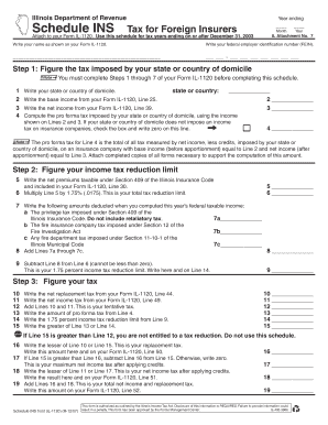 Illinois Department of Revenue Schedule INS Year Ending IL Attachment No  Form