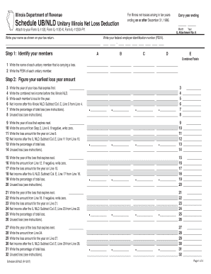 For Illinois Net Losses Arising in Illinois Department of Revenue Tax Years Ending on or After December 31, 1986  Form