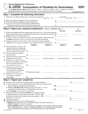 IL 2220 Computation of Penalties for Businesses Illinois  Form