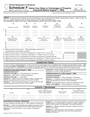 IL 1120 ST Schedule F Illinois Department of Revenue  Form
