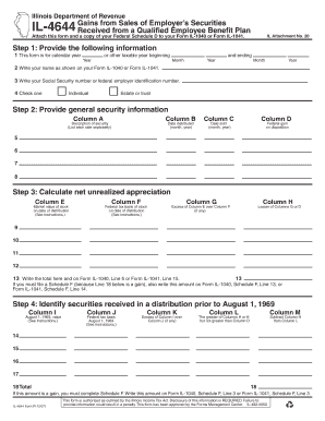 Illinois Department of Revenue of Employer S Securities IL 4644 Gains from SalesQualified Employee Benefit Plan Received from a   Form