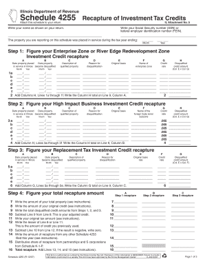 Schedule 4255 Recapture of Investment Tax Credits Illinois  Form