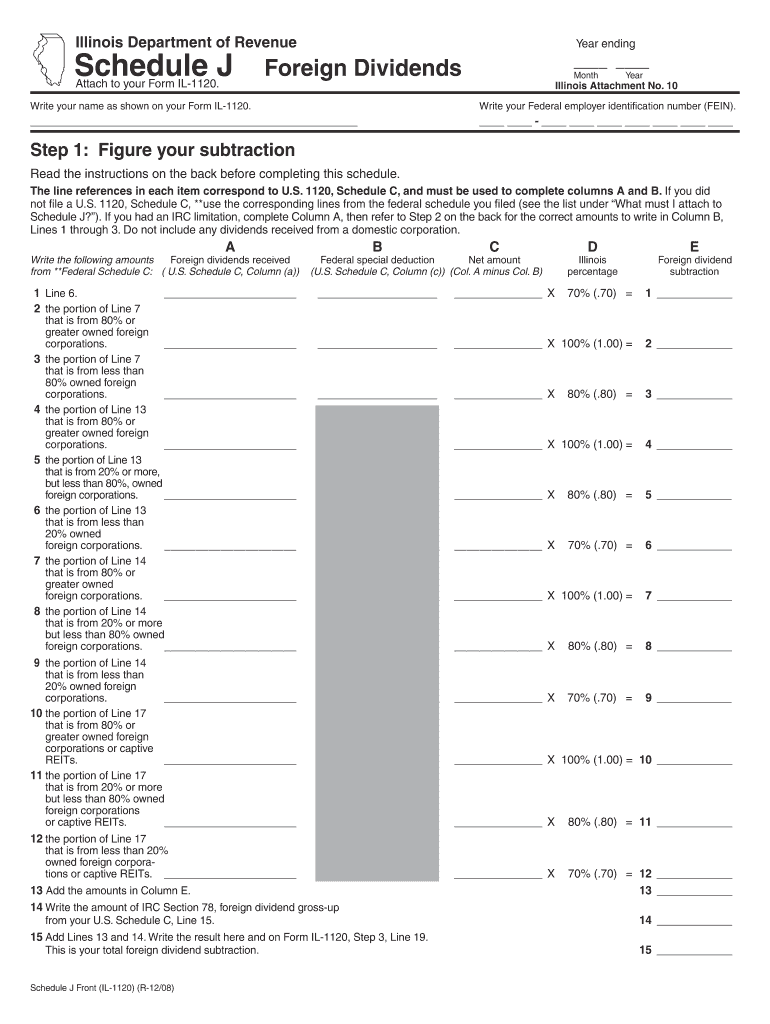 Illinois Department of Revenue Year Ending Schedule J Attach to Your Form IL 1120