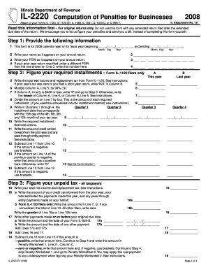 Illinois Department of Revenue IL 2220 Computation of Penalties for Businesses IL Attachment No  Form