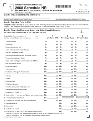 Illinois Department of Revenue *863801110* Schedule NR Nonresident Computation of Fiduciary Income Attach to Your Form IL 1041 Y