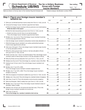 Illinois Department of Revenue Tax for a Unitary Business Group with Foreign Insurer Members Year Ending Schedule UBINS Attach T  Form