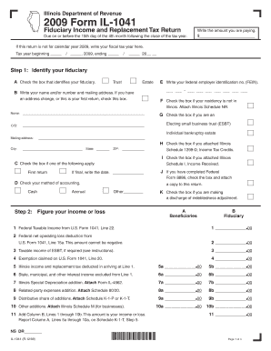 Illinois Department of Revenue Fiduciary Income and Replacement Tax Return Due on or Before the 15th Day of the 4th Month Follow  Form