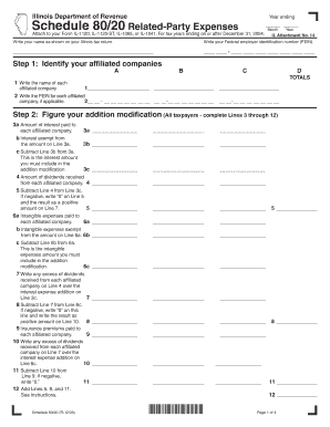 Illinois Department of Revenue Year Ending Schedule 8020 Related Party Expenses Month Attach to Your Form IL 1120, IL 1120 ST, I