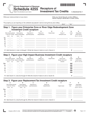*962301110* Illinois Department of Revenue Schedule 4255 Attach This Schedule to Your Return Form