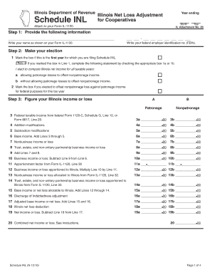 Illinois Department of Revenue Schedule INL Year Ending Illinois Net Loss Adjustment for Cooperatives Month Attach to Your Form 