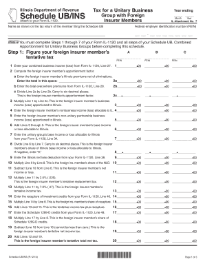 Schedule UBINS Tax for a Unitary Business Group with Foreign Insurer Members Schedule UBINS  Form