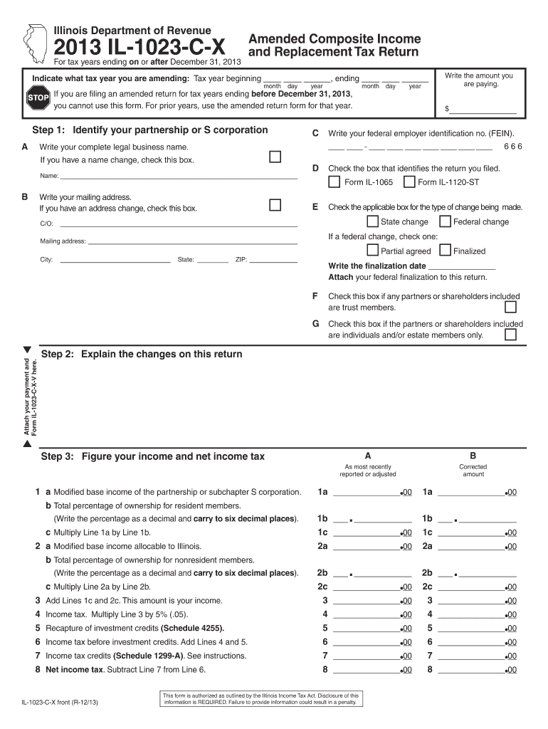 IL 1023 C X Tax Illinois  Form