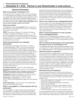 Schedule K 1 P2 Partner S and Shareholder S Instructions Schedule K 1 P2 Partner S and Shareholder S Instructions Tax Illinois  Form