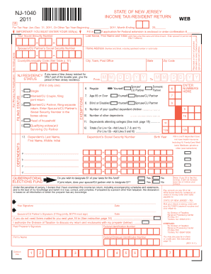 Nj 1040 Instructions  Form