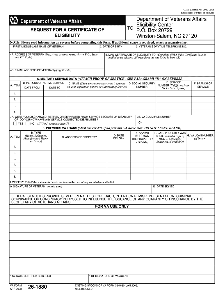 Va Form 26 1880 Pdf Fill Out And Sign Printable PDF Template SignNow
