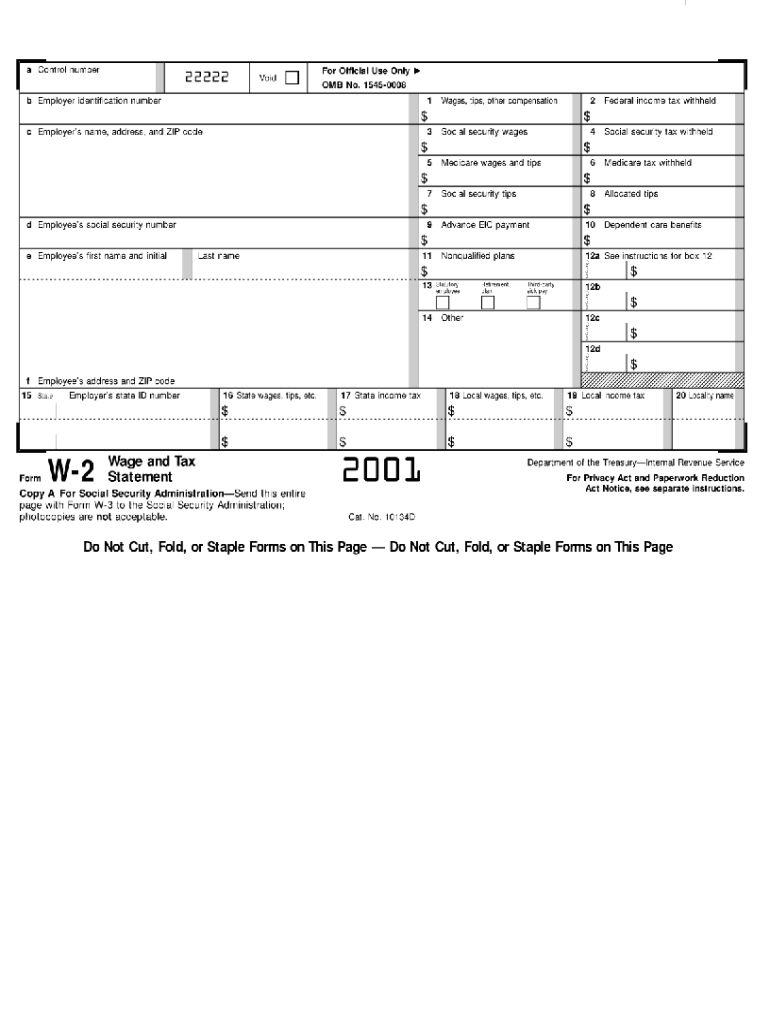 Get and Sign W 2 Form 2001