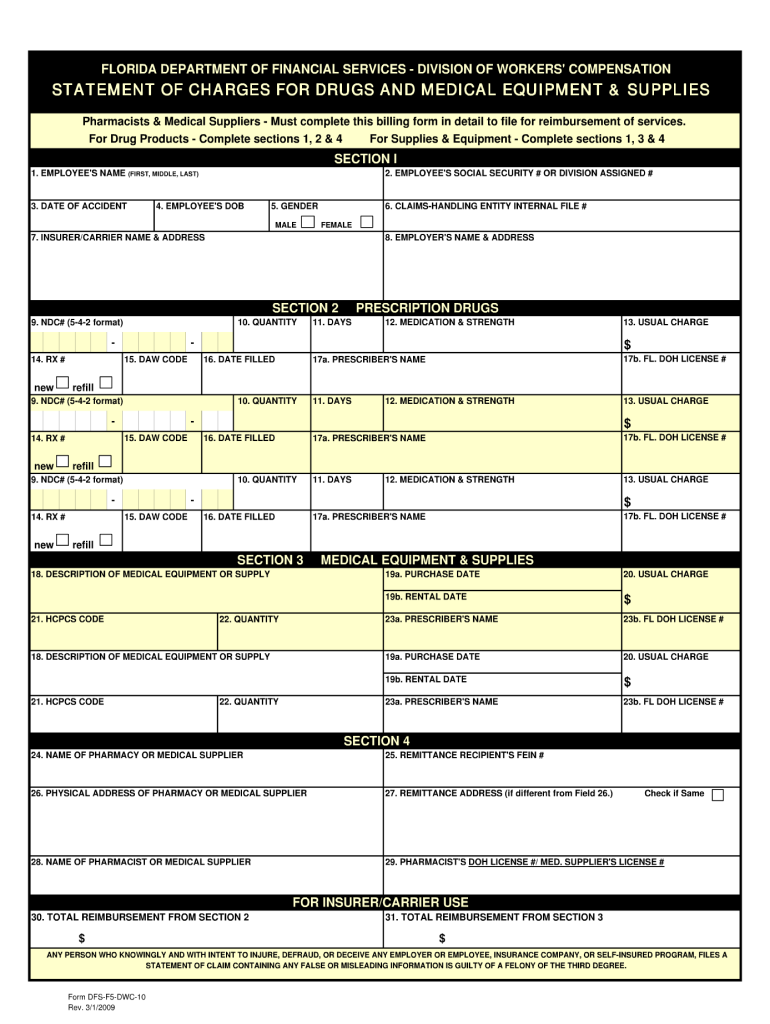  Dwc Forms Florida 2009-2024