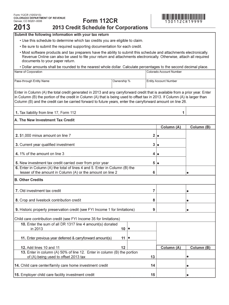 Colorado Form 112