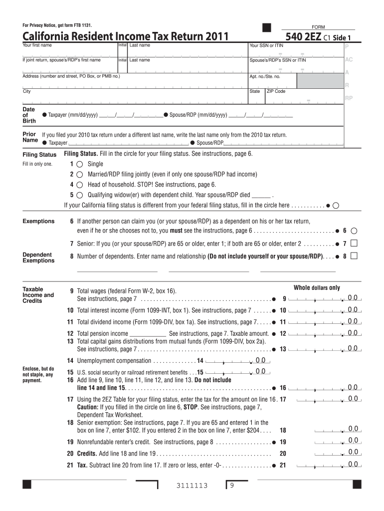  California 540 Form 2020