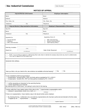 Industrial Commission Ic12  Form