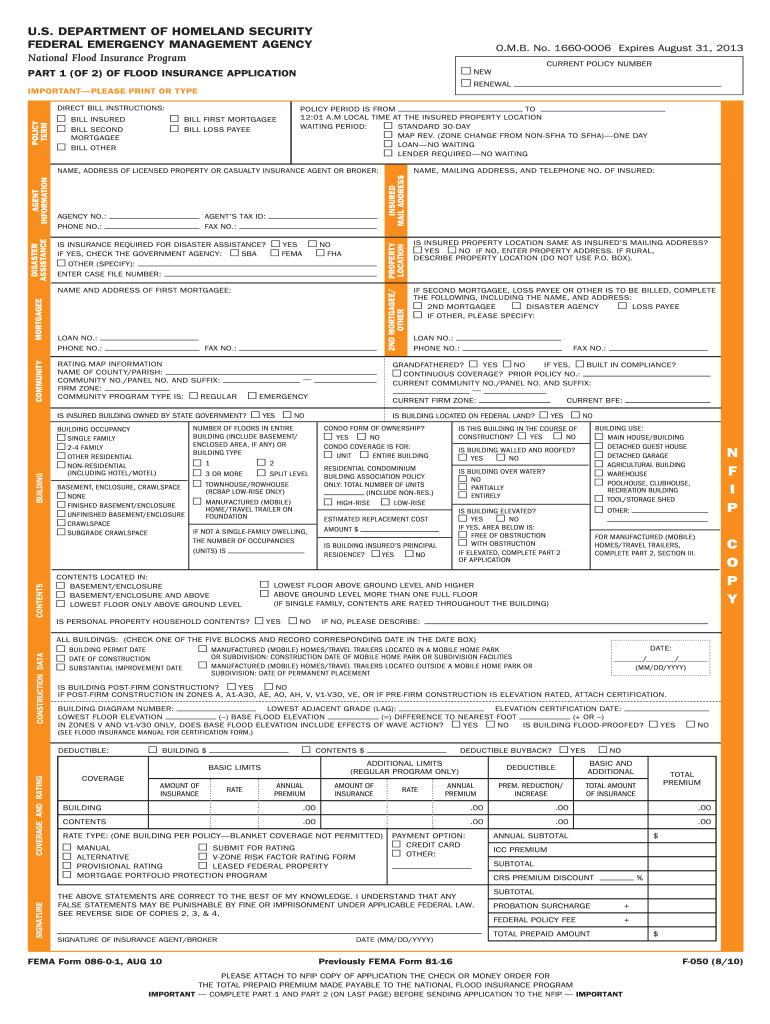 Get and Sign Form Flood Insurance Application 2010