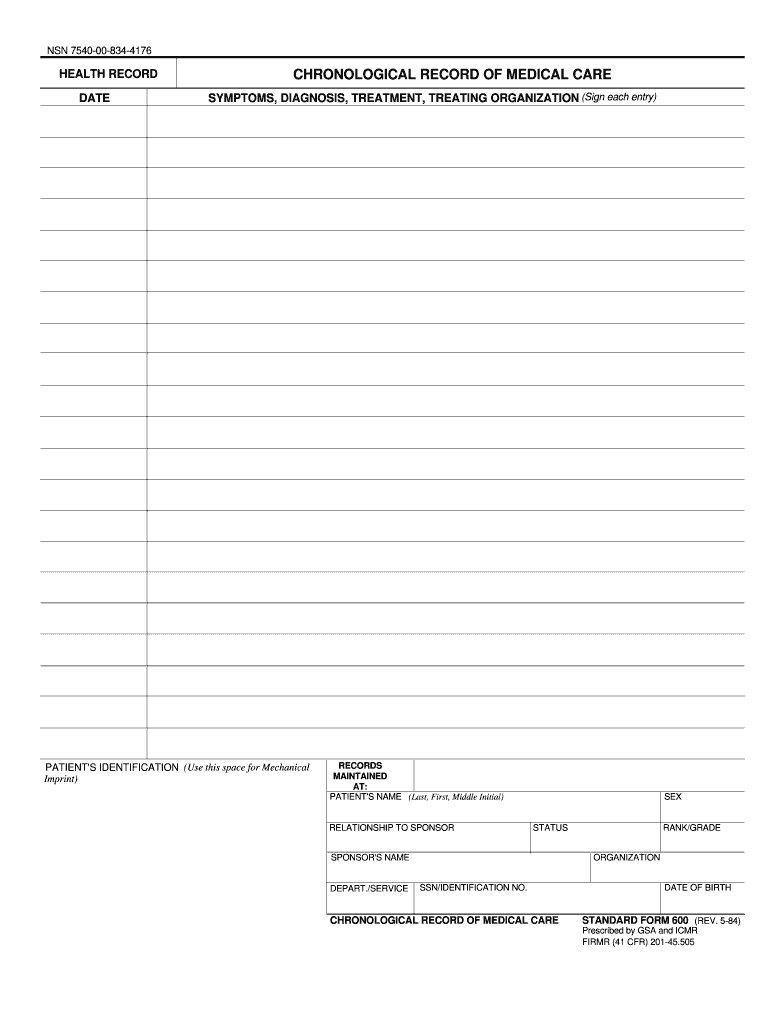 Sf 600 PDF Fillable 1984 Form 2018
