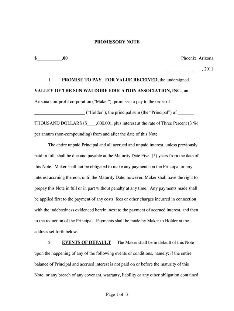  Promissory Note Secured by Recreational Vehicle 2011-2024