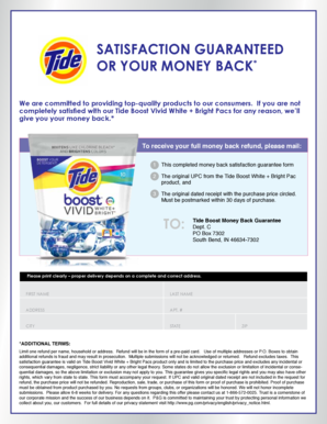 Tide Money Back Guarantee  Form