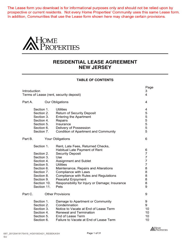 Nj Residential Form