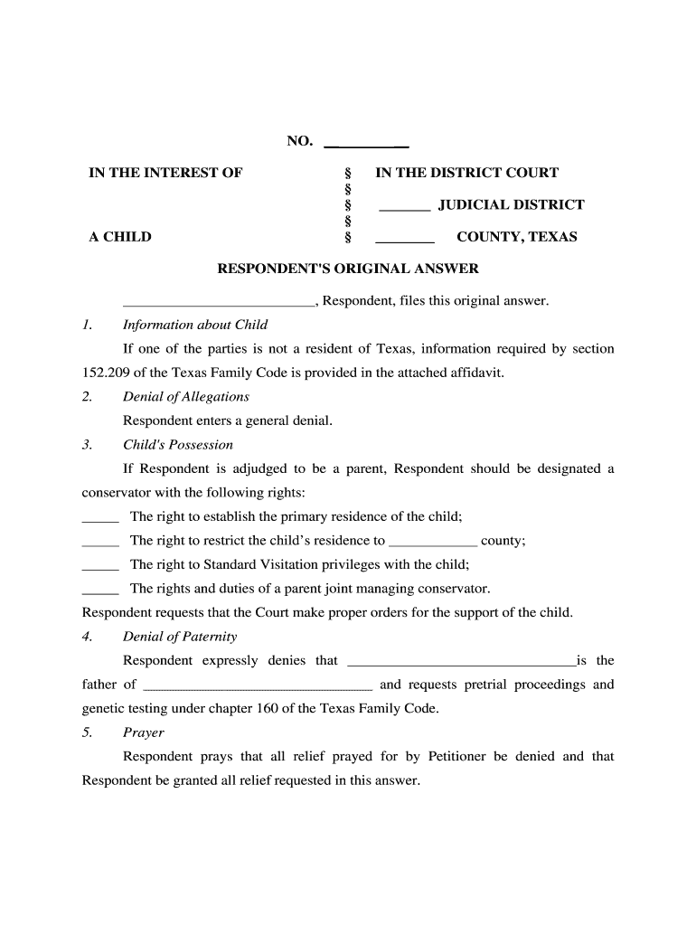 Original Answer Form