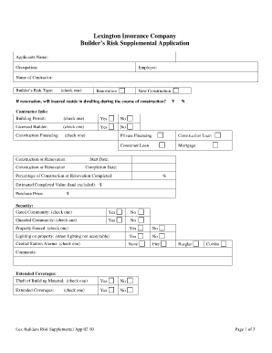 Risk Supplemental  Form