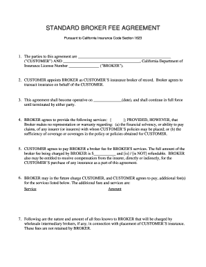 insurance service fee agreement template Broker Fee Agreement Template - Fill Out and Sign Printable PDF