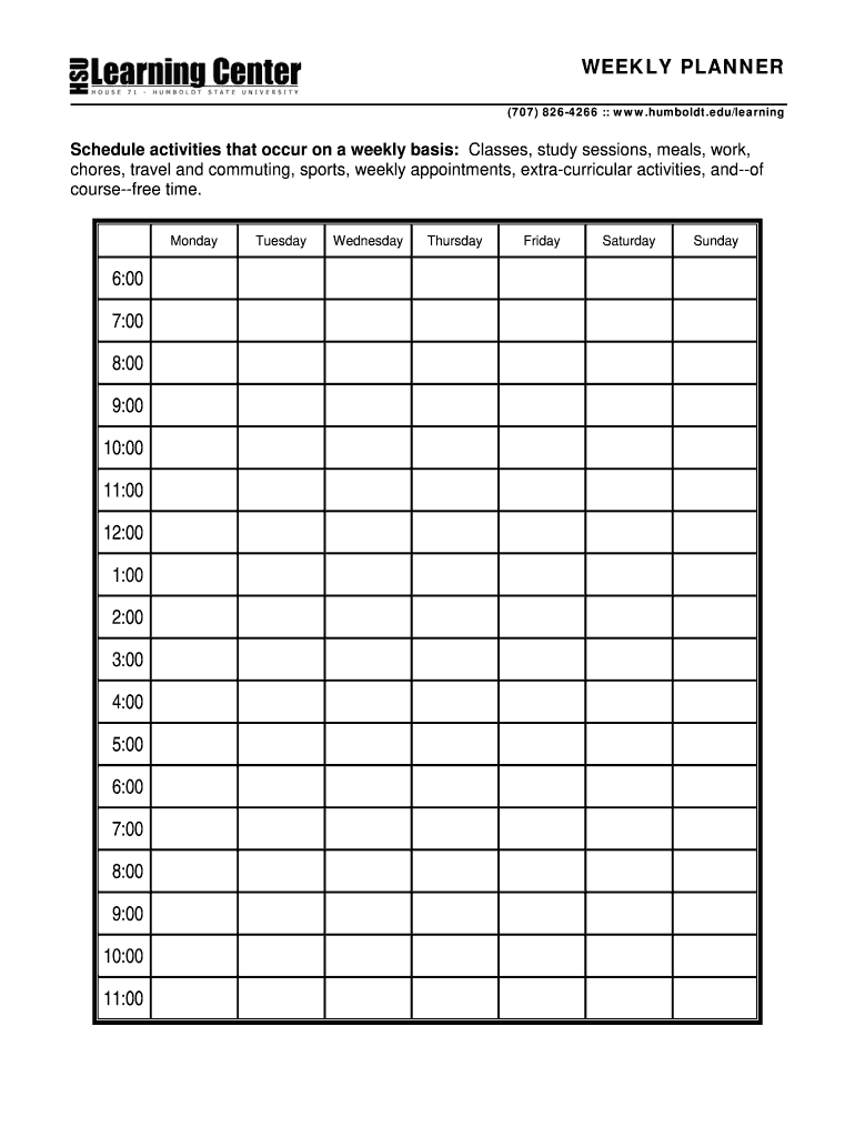 Calendar Blank Printable  Form