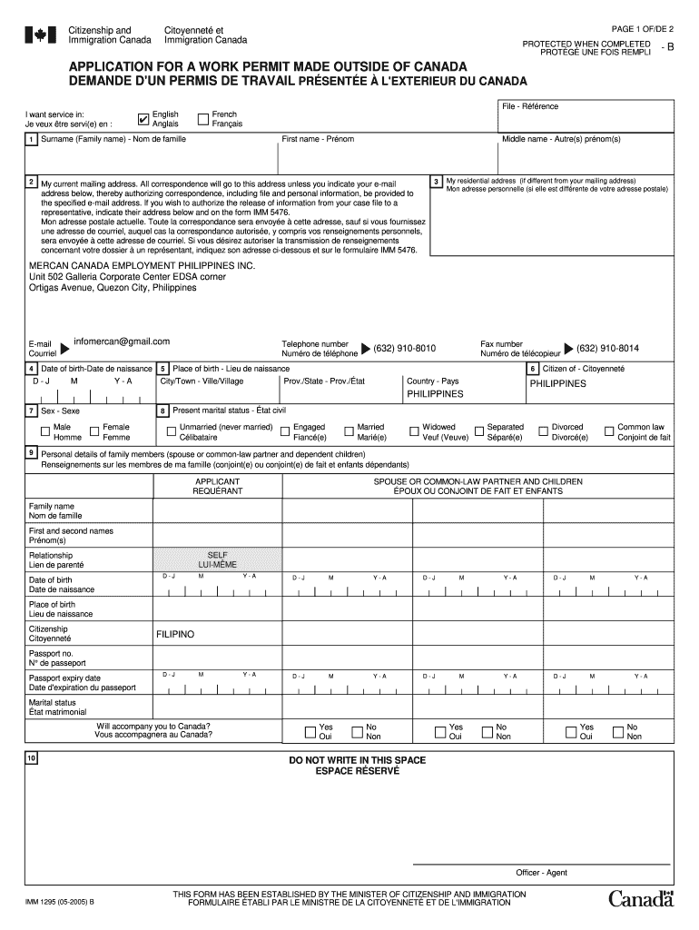 Canada Work Permit Sample Complete With Ease AirSlate SignNow