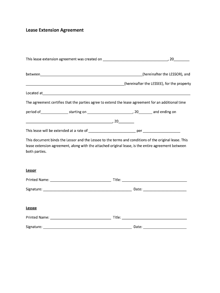 Lease Extension Agreement  Form