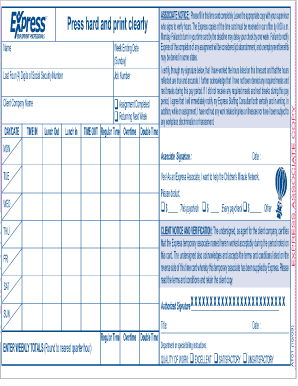 Express Employment Online Timecard  Form