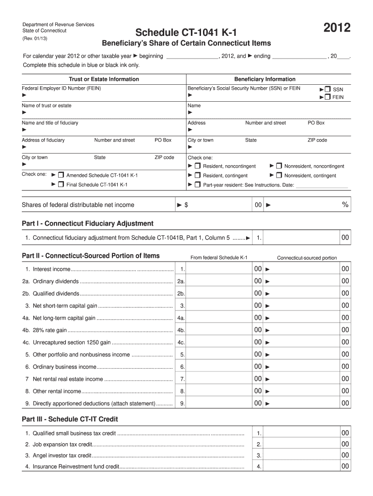  Form Ct 1041 K 1t 2012