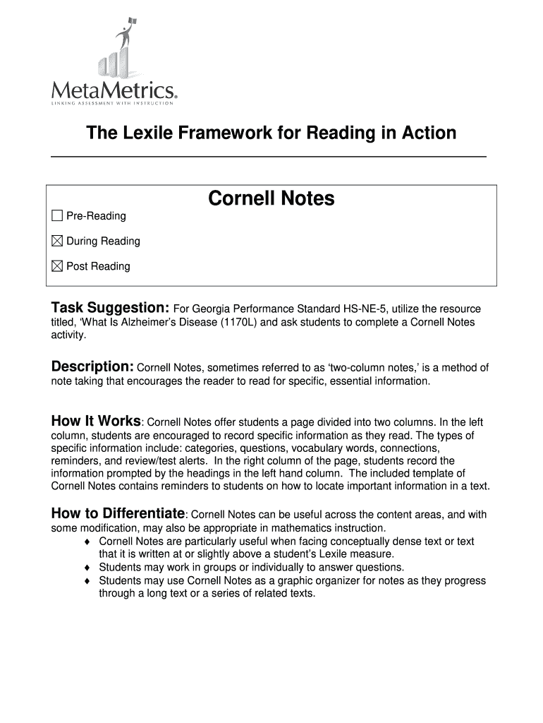 Fillable Cornell Notes Template  Form