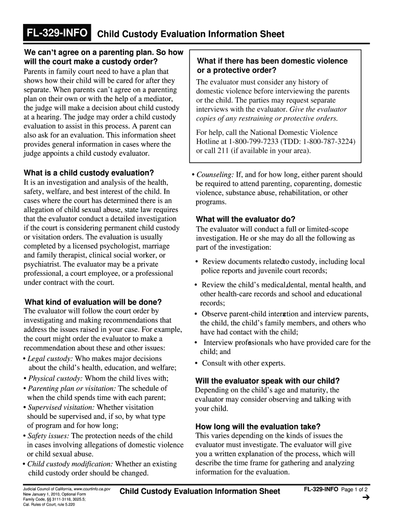 Custody Evaluation  Form